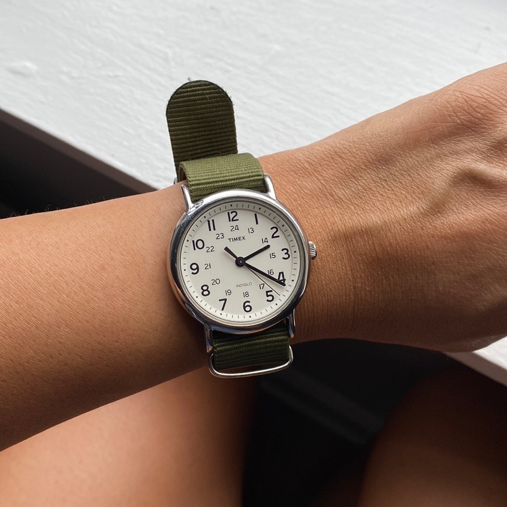 Army green Timex Weekender Watch